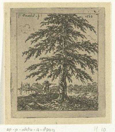 ブナとハンターのいる風景 白樺 作： Gerardus Emaus de Micault