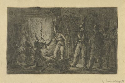 火のそばの兵士 作： Gerardus Emaus de Micault