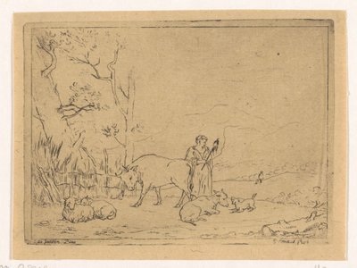紡ぐ羊飼い 作： Gerardus Emaus de Micault