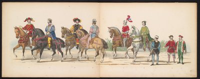 ライデン学生のマスカレード、1855年（プレート9） 1855 年 6 月 12 日にライデン学生団のメンバーが開催した衣装を着た行進。 作： Gerardus Johannes Bos