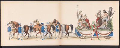 ライデン学生のマスカレード、1870年（プレート15） 1870 年 6 月 7 日にライデン学生団のメンバーが開催した衣装を着た行進。 作： Gerardus Johannes Bos