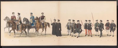 ライデン学生のマスカレード、1870年（プレート6） 1870 年 6 月 7 日にライデン学生団のメンバーが開催した衣装を着た行進。 作： Gerardus Johannes Bos