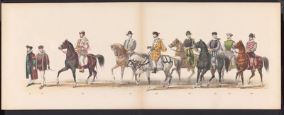 ライデン学生のマスカレード、1870年（プレート8） 1870 年 6 月 7 日にライデン学生団のメンバーが開催した衣装を着た行進。 作： Gerardus Johannes Bos