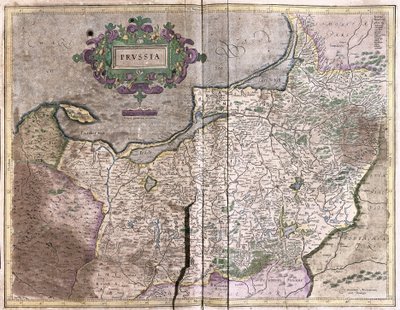 アンティークのポーランド-現在のリトアニアの地図（エングレービング 作： Gerardus Mercator