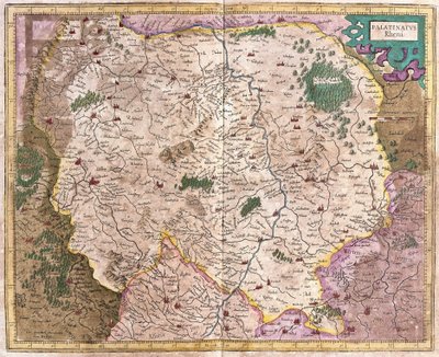 ドイツ、バイエルン地方とドナウ川（彫刻 作： Gerardus Mercator