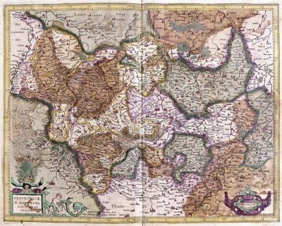 ドイツのブラウンシュヴァイクとマクデブルク(エングレーヴィング) 作： Gerardus Mercator
