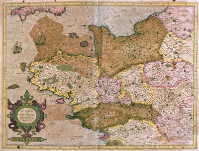 フランス、ブルターニュ地方とノルマンディー地方（エングレービング 作： Gerardus Mercator