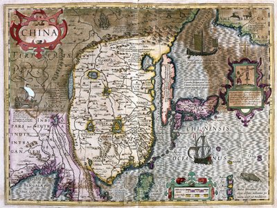 中国（彫刻 作： Gerardus Mercator