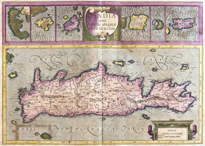 キプロスとギリシャの島々（コルフ、ザンテ、ミロ、サントリーニ、カルパトス）（彫刻 作： Gerardus Mercator