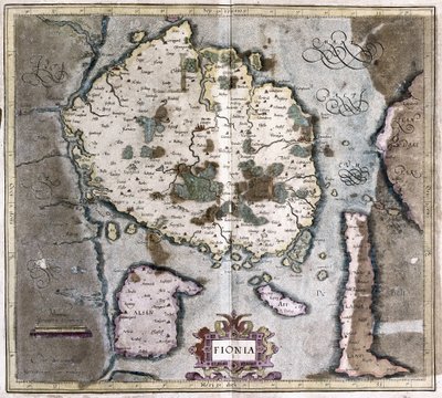 デンマーク(オーデンセのあるランゲランド島)(彫刻) 作： Gerardus Mercator