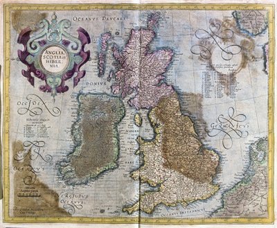 イングランド、スコットランド、アイルランド 作： Gerardus Mercator