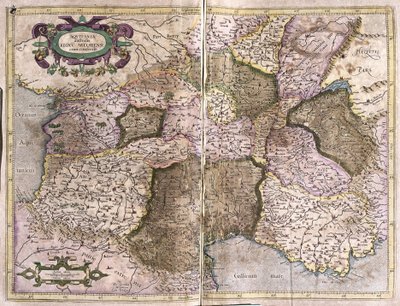 リムジン、ラングドック、オーヴェルニュ、ブルゴーニュ、プロヴァンス、南フランス 作： Gerardus Mercator