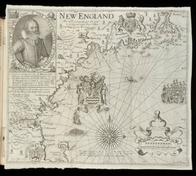 ヒストリアムンディからのニューイングランドの地図：またはメルカトルズアトラス、ロンドン、1635 作： Gerardus Mercator