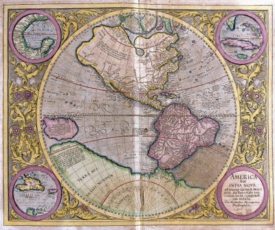 北米、南米、ニューギニア 作： Gerardus Mercator