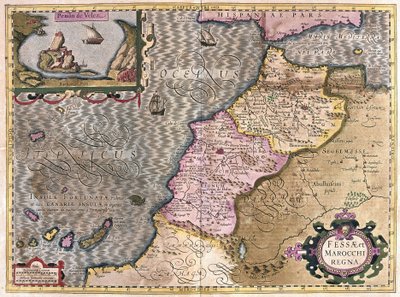 カナリア諸島のある北西アフリカ(エングレーヴィング) 作： Gerardus Mercator