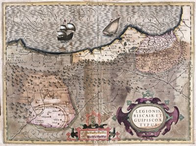 スペイン、オビエド、ブルゴス、ビルバオ、バイヨンヌ（アストゥリアス）（エングレービング 作： Gerardus Mercator