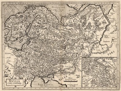 ロシア兼コンフィニス。 ロシアの地図、1587 年。 作： Gerardus Mercator