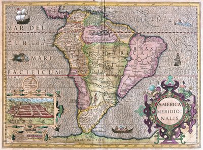 南アメリカ（彫刻 作： Gerardus Mercator