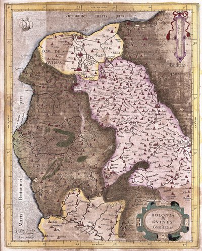 ベルギーのベルクからグラベリンまでの海岸線（彫刻 作： Gerardus Mercator