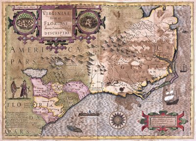 バージニアとフロリダ（彫刻 作： Gerardus Mercator