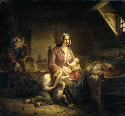 金持ちの女性が貧しい家庭を訪ねる 作： Gerardus Terlaak
