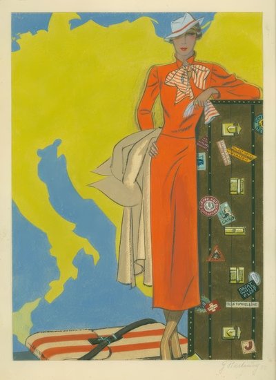 1932年の女性のファッション-トラベルドレス- Gerd Hartung 作： Gerd Hartung