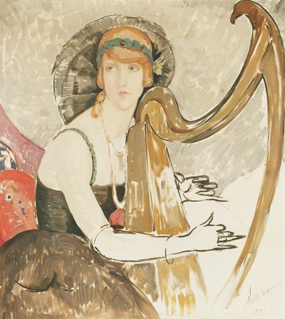 ハープを弾く女性 作： Gerda Marie Frederike Wegener