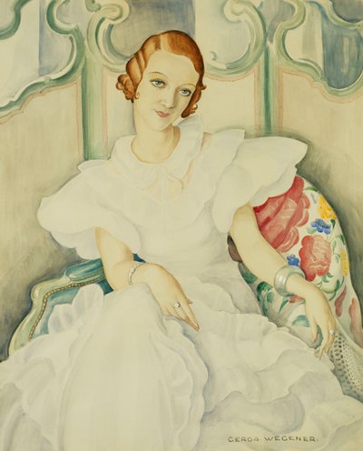 女性の肖像画、半分の長さ 作： Gerda Marie Frederike Wegener