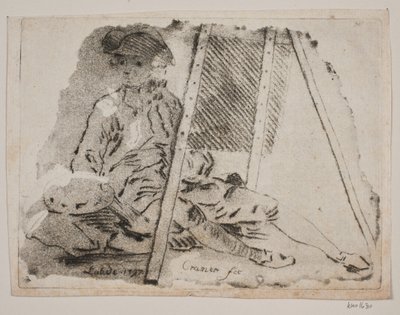彼のイーゼルで画家 (ジュエル) 作： Gerhard Ludvig Lahde