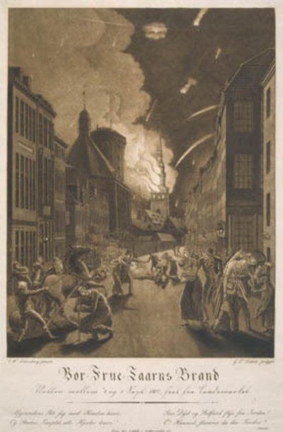 聖母教会の塔の火事 作： Gerhard Ludvig Lahde