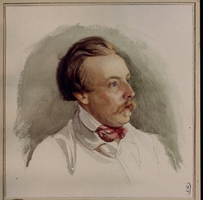 画家アレクサンダー (アレクサンダー) フォン コッツェビュー (1815-1889) の肖像画。 (画家 A. フォン Kotzebue の肖像)。 ゲルハルト・ヴィルヘルム・フォン・ロイテルン (1794-1865) の作品、紙に水彩、1840 年頃。 ドイツの芸術 作： Gerhard Wilhelm von Reutern