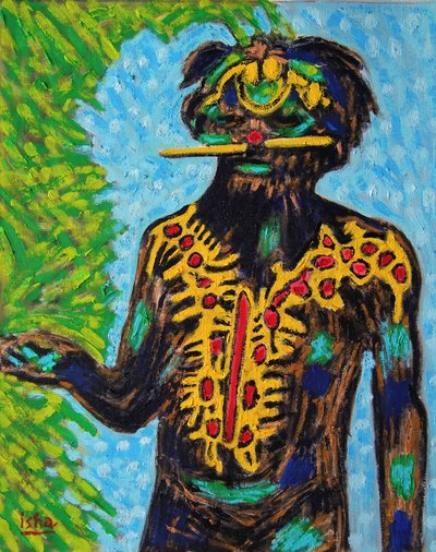 アボリジニのシャーマン、2020年（キャンバスに油彩） 作： Gerhardt Isringhaus