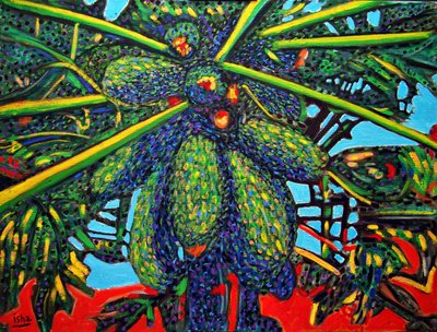 パパイヤプラント、2021年（キャンバスに油彩） 作： Gerhardt Isringhaus