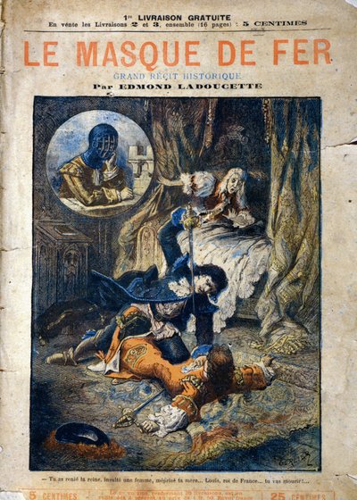 19世紀の終わりに分割払いで出版されたルマスクデフェル、エドモンドラドゥセッテの小説の表紙 作： Gerlier
