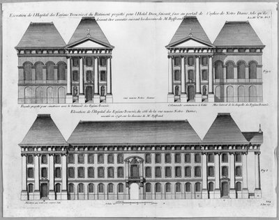 ピエールパット（1723-1814）1748によって彫刻されたホピタルデファントルーヴの標高 作： Germain Boffrand