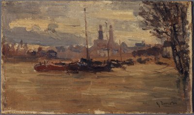 アンヴァリッド橋のセーヌ川 (1910年代の洪水) 作： Germain Eugene Bonneton