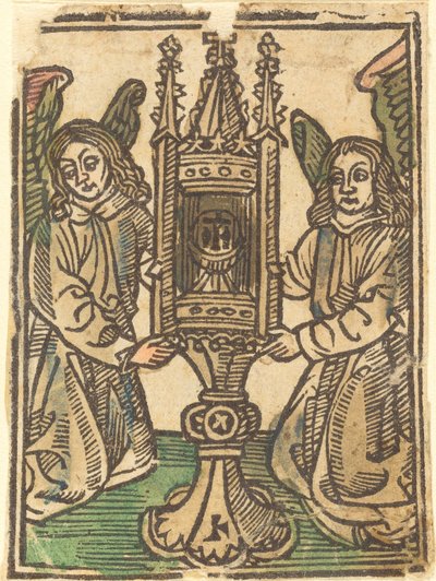 二人の天使が抱く聖体拝領 作： German 15th Century