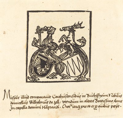 ヴィルヘルム・フォン・ツェルのブックプレート 作： German 15th Century