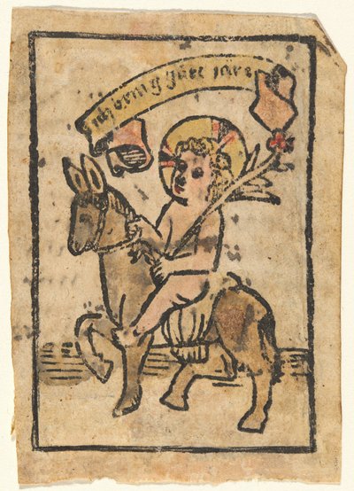 ロバに乗ったキリストの子 作： German 15th Century