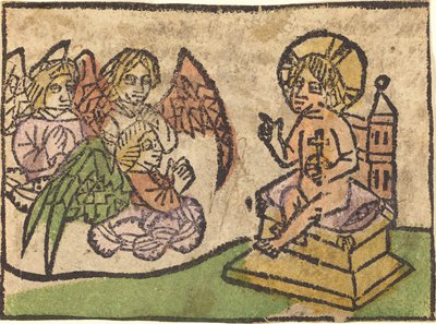 三人の天使を持つ子供のキリスト 作： German 15th Century