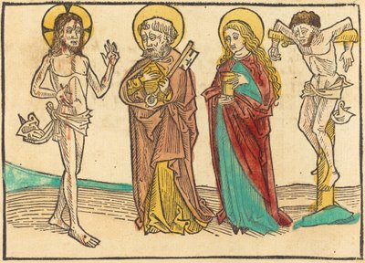 マグダラのペテロと善良な泥棒に傷を見せるキリスト 作： German 15th Century
