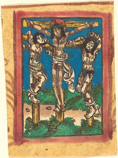 二人の盗賊の間の十字架上のキリスト 作： German 15th Century