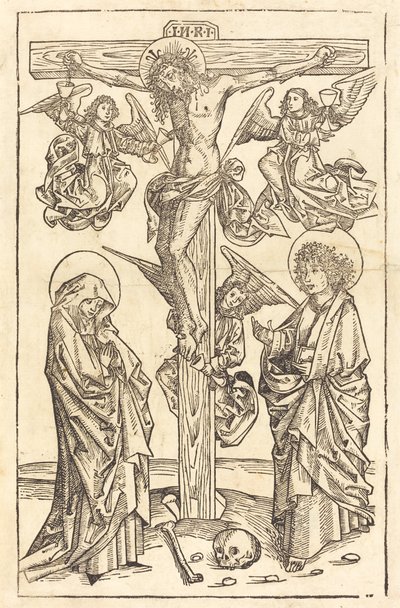 天使と十字架上のキリスト 作： German 15th Century