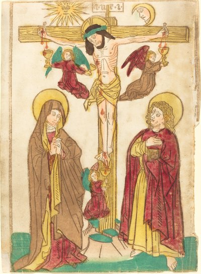 天使と十字架上のキリスト 作： German 15th Century