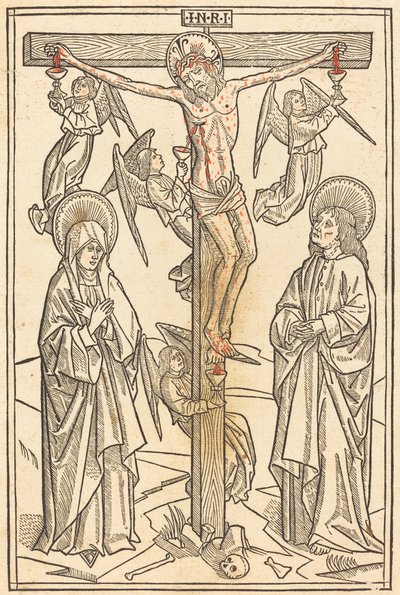 天使と十字架上のキリスト 作： German 15th Century
