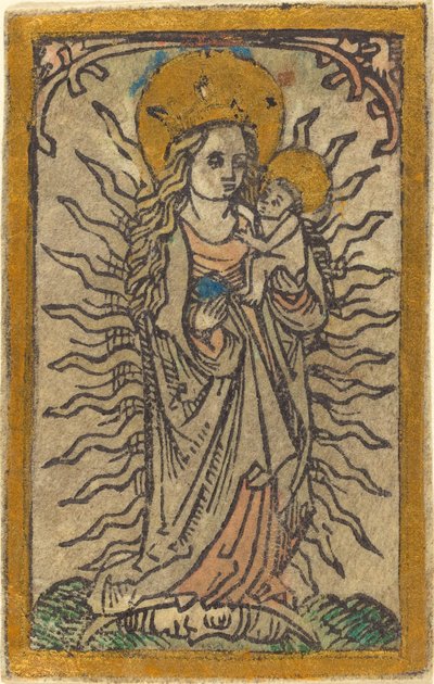 三日月に立つ栄光のマドンナと子供 作： German 15th Century