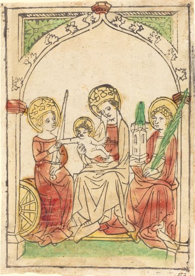 聖カタリナとバーバラの間のマドンナ 作： German 15th Century