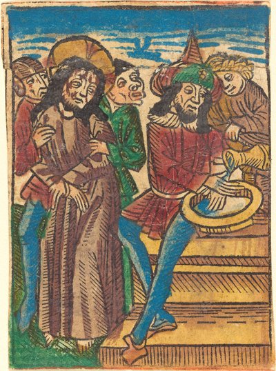 手を洗うピラト 作： German 15th Century