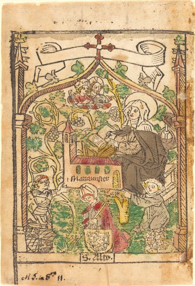 聖アルト、聖ブリジット、マリアミュンスターの創設者 作： German 15th Century