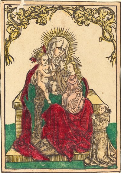 聖アン、マドンナと子供、そしてフランシスコ修道士 作： German 15th Century